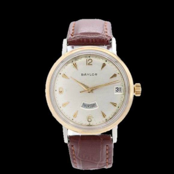 Vintage 34mm Baylor 1823 Day Date Men's Automatic Wristwatch Felsa 4006 Steel - Picture 4 of 5